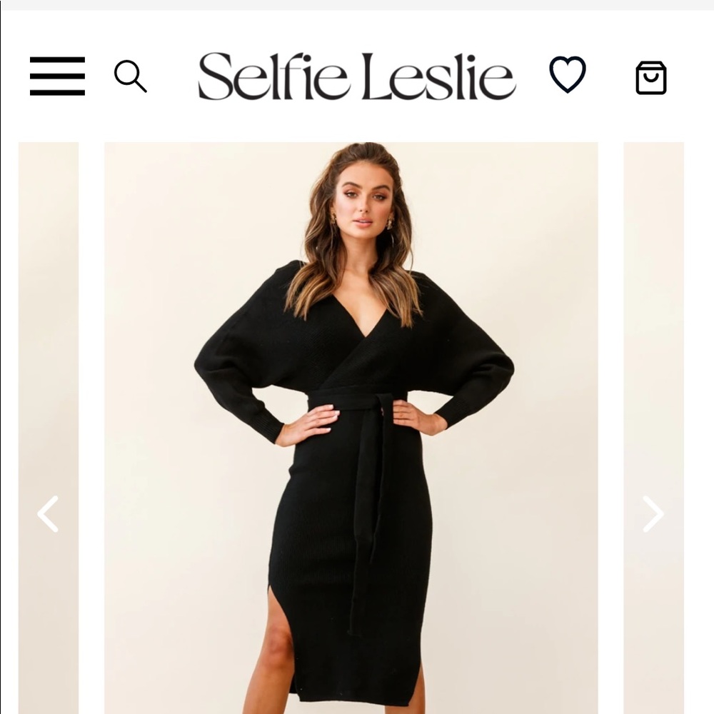 Selfie Leslie - BATWING KNIT MIDI DRESS BLACK